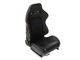 Vinyl Racing Bucket Seats with Seat Sliders; Black with Red Stitching (Universal; Some Adaptation May Be Required)
