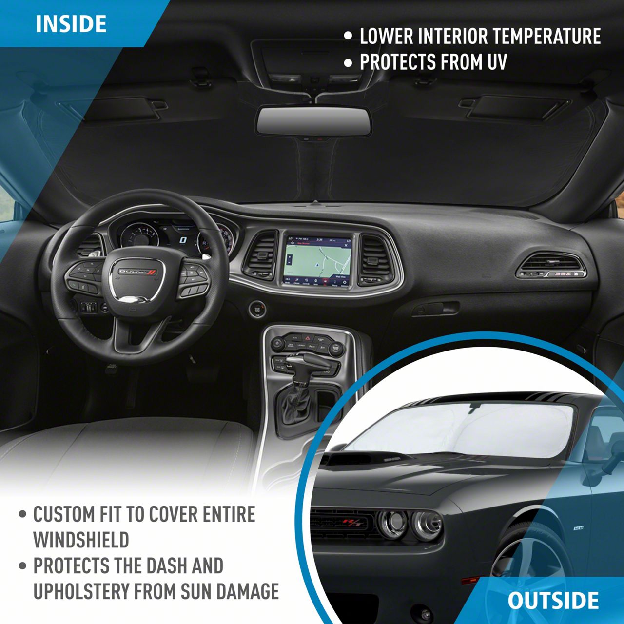 Weathertech Custom Sunshade For Dodge Challenger – Front Windshield Reflector TS0898