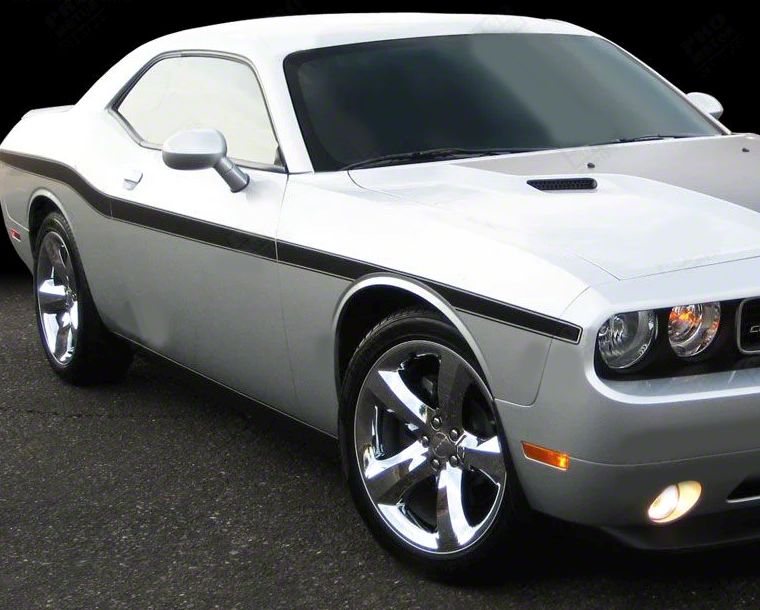 Challenger Yellow Jacket Style Mid Body Stripes; Gloss Black (1923
