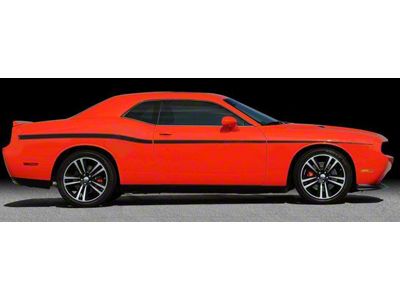 Yellow Jacket Style Side Stripes; Gloss Black (19-23 Challenger)