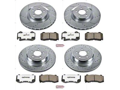 PowerStop Z26 Street Warrior Brake Rotor and Pad Kit; Front and Rear (08-21 Challenger 392 Hemi Scat Pack Shaker, GT, R/T, SRT8 & T/A w/ 4-Piston Front Calipers)