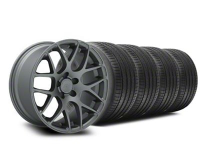 Staggered AMR Charcoal Wheel and Sumitomo Maximum Performance HTR Z5 Tire Kit; 18x9/10 (05-14 Mustang)