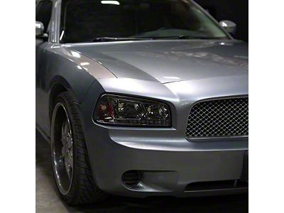 1-Piece Headlights; Chrome Housing; Smoked Lens (06-10 Charger w/ Factory Halogen Headlights)