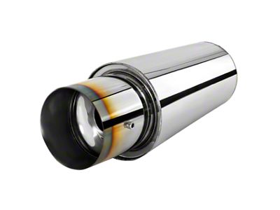 310 Style Spiral Flow Muffler with Burnt Tip; 3-Inch Inlet/4-Inch Outlet (Universal; Some Adaptation May Be Required)