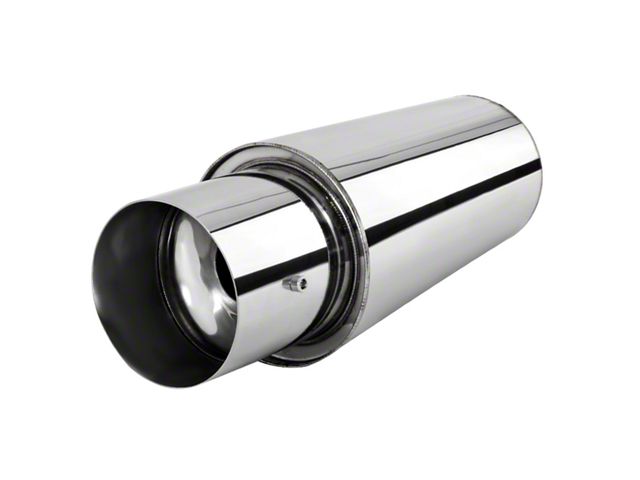 Grander Inlet 4 Inch Charger 310 Style Spiral Flow Muffler with Silencer; 2.50-Inch Inlet/4 ...