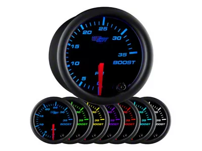 35 PSI Boost Gauge; Black 7 Color (Universal; Some Adaptation May Be Required)