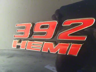 392 HEMI Fender Emblem Overlay Decals; Reflective Lemon Yellow (12-14 Charger SRT8; 15-18 Charger SRT 392; 15-19 Charger R/T Scat Pack; 20-23 Charger Scat Pack)