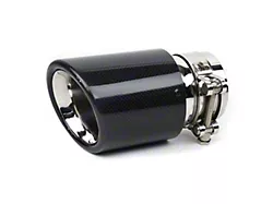 Angled Cut Rolled End Round Exhaust Tip; 4-Inch; Carbon Fiber (11-23 Charger)