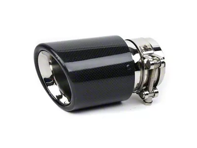 Angled Cut Rolled End Round Exhaust Tip; 4-Inch; Carbon Fiber (11-23 Charger)