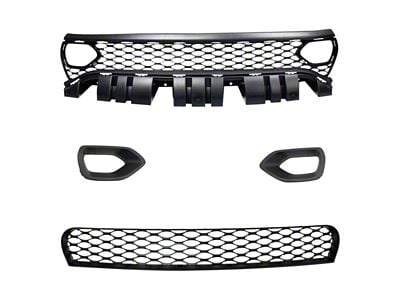4-Piece Grille Kit; Black (19-20 Charger Scat Pack & SRT Hellcat w/o Adaptive Cruise Control)