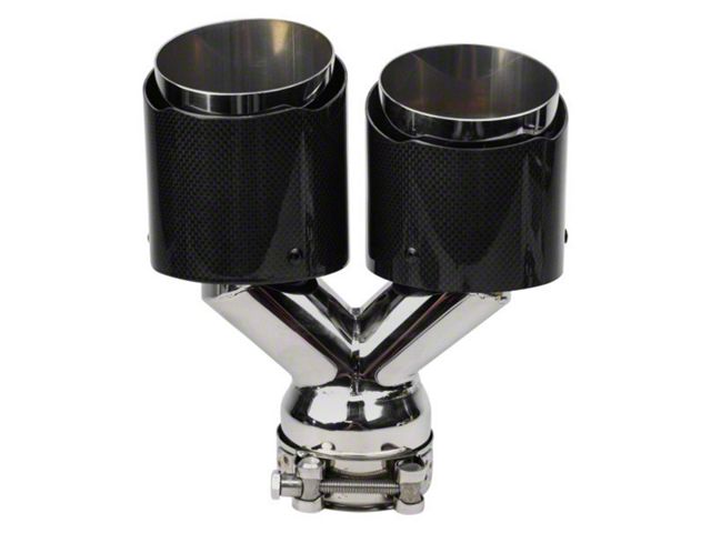 Angled Cut Dual Round Exhaust Tip; 8.50-Inch; Carbon Fiber (11-23 Charger)
