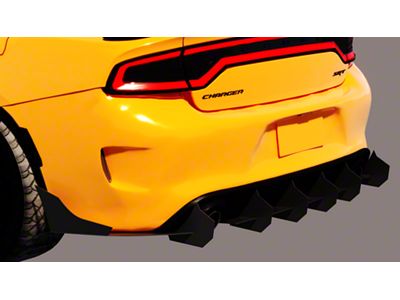 Aluminum Rear Diffuser with Large Wing; Matte Black (15-23 Charger)