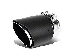 Angled Cut Round Exhaust Tip; 3.50-Inch; Carbon Fiber (Fits 2.40-Inch Tailpipe)
