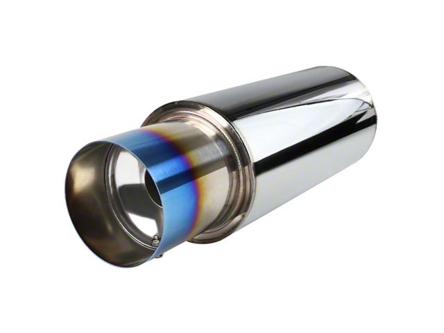 Grander Inlet 4 Inch Charger Apex N1 Style Muffler with Burnt Blue Titanium Tip; 2.50-Inch ...