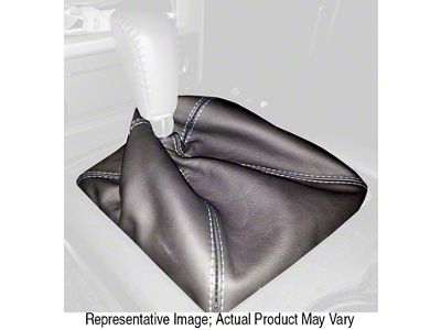 Automatic Transmission Shifter Boot; Black Leather with White Stitching (06-10 Charger)