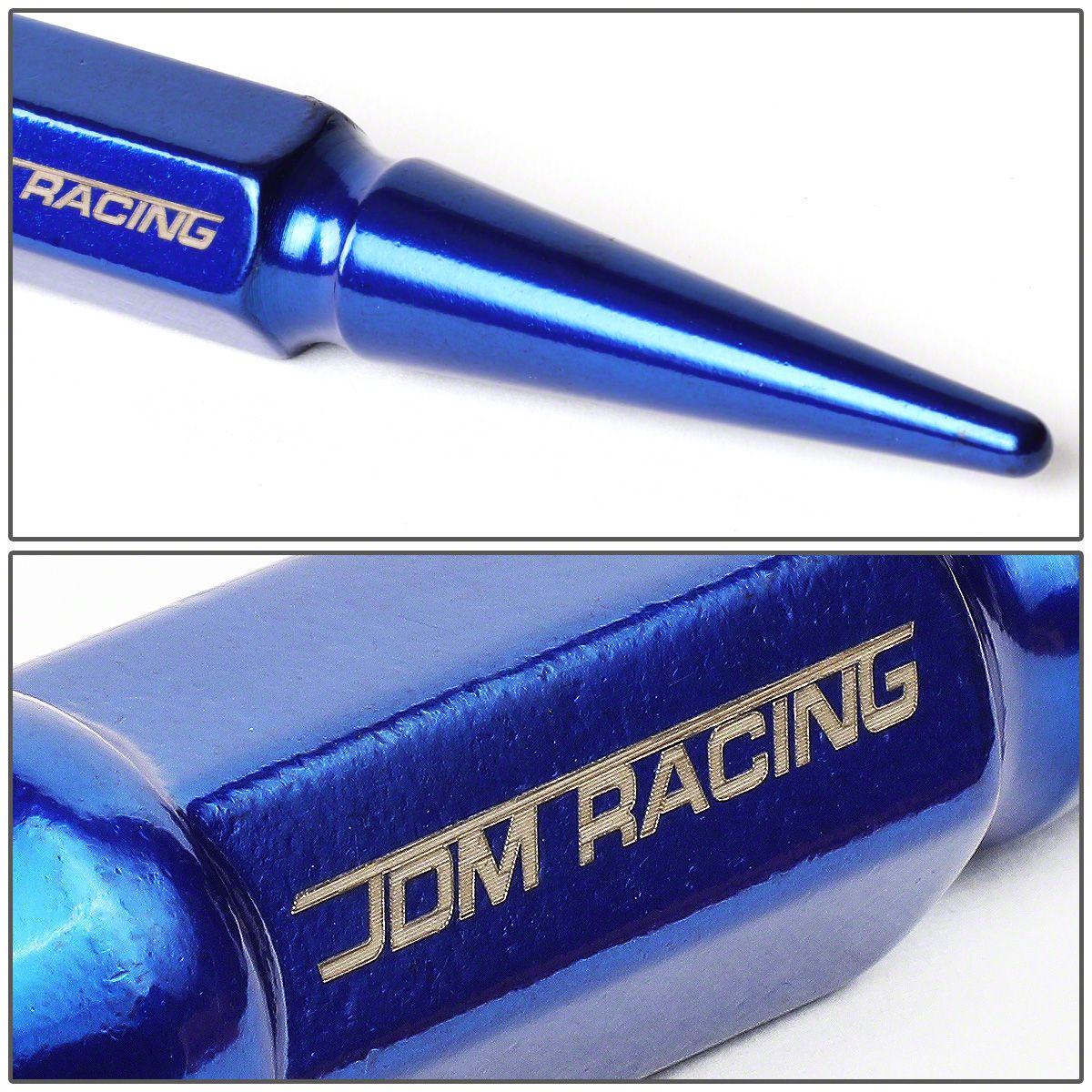 24 TRUE SPIKE 121MM 1/2 FORGED STEEL TUNER LUG NUTS W/ BLUE EXTENDED