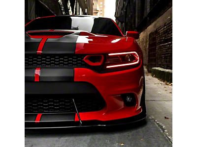 For Dodge Charger SRT 2015-23 Matte Black Demon Style Front Bumper Lip Splitter