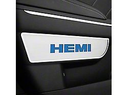 Brushed Door Badge Plate with HEMI Logo; Blue Carbon Fiber (11-14 Charger)