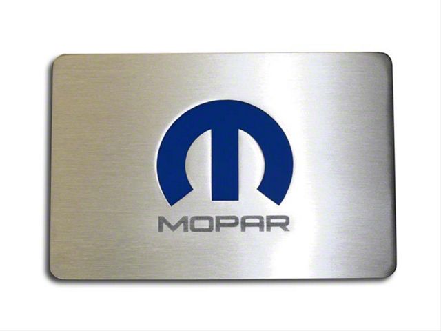 Brushed Fuse Box Cover Top Plate with MOPAR M Logo for ACC Fuse Box Covers; Blue Inlay (06-15 Charger)