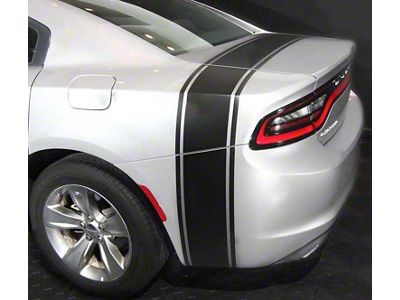 Bumblebee Trunk Rear Stripes; Matte Black (15-18 Charger)