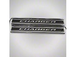 Carbon Fiber Front Door Sills with Charger Lettering; Brushed (15-23 Charger)