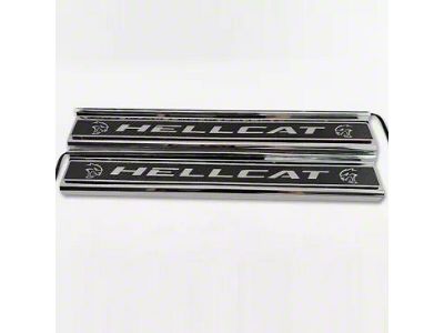 Carbon Fiber Front Door Sills with Hell Cat Lettering; Brushed (15-23 Charger)