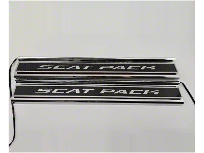Carbon Fiber Front Door Sills with Scat Pack Lettering; Brushed (15-23 Charger)