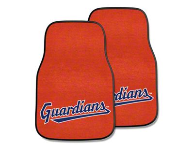 Carpet Front Floor Mats with Cleveland Guardians Logo; Red (Universal; Some Adaptation May Be Required)