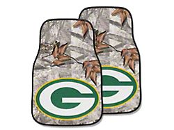 Carpet Front Floor Mats with Green Bay Packers Logo; Camo (Universal; Some Adaptation May Be Required)