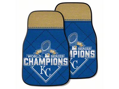 Carpet Front Floor Mats with Kansas City Royals 2015 MLB World Series Champions Logo; Blue (Universal; Some Adaptation May Be Required)