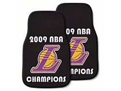 Carpet Front Floor Mats with Los Angeles Lakers 2009 NBA Champions Logo; Black (Universal; Some Adaptation May Be Required)