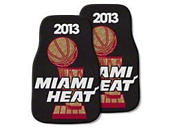 Carpet Front Floor Mats with Miami Heat 2013 NBA Champions Logo; Black (Universal; Some Adaptation May Be Required)