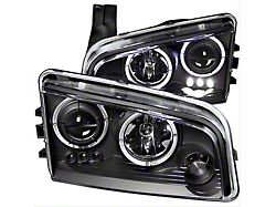 CCFL Halo Projector Headlights; Black Housing; Clear Lens (06-10 Charger w/ Factory Halogen Headlights)