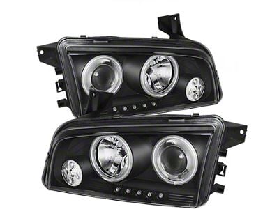 Signature Series CCFL Halo Projector Headlights; Black Housing; Clear Lens (06-10 Charger w/ Factory Halogen Headlights)