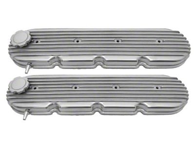 Chevy LS Retro Finned Valve Covers; Black (Universal; Some Adaptation May Be Required)
