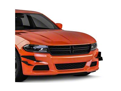 CR3 + CR2 Front Bumper Canards; Gloss Carbon Fiber Vinyl (15-23 Charger SXT)