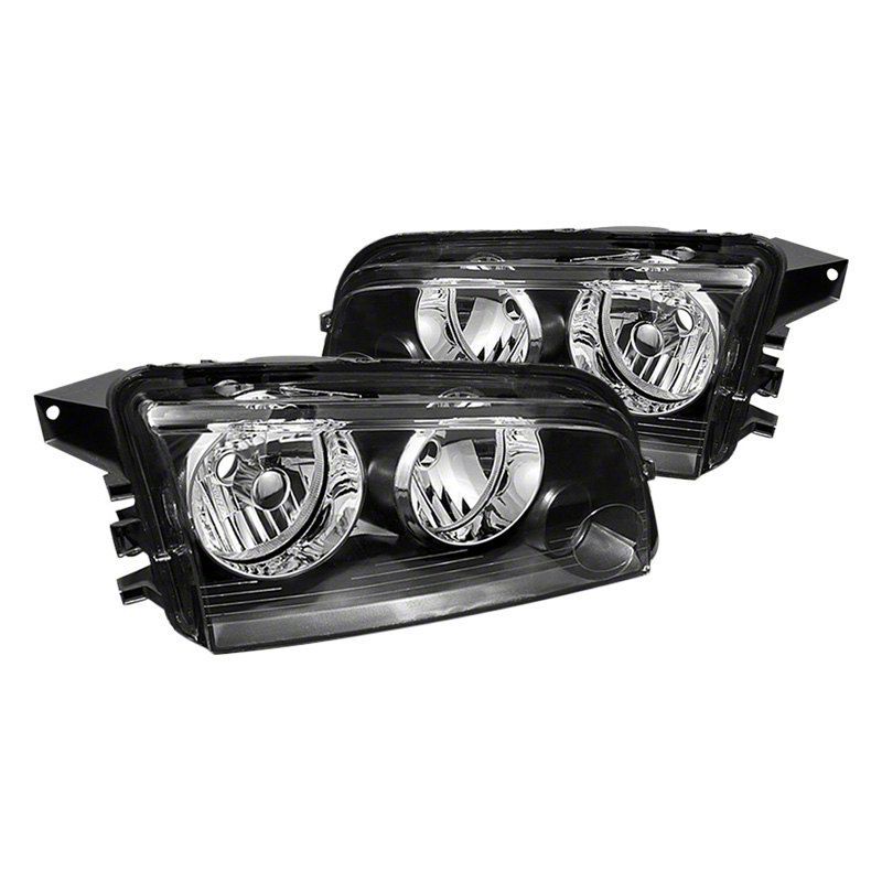 Charger Crystal Headlights; Black Housing; Clear Lens (0610 Charger w