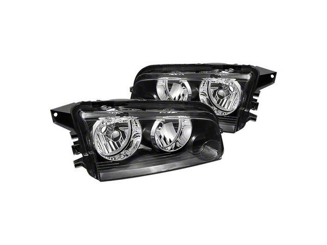Crystal Headlights; Black Housing; Clear Lens (06-10 Charger w/ Factory Halogen Headlights)
