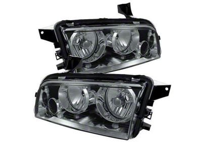 Crystal Headlights; Chrome Housing; Smoked Lens (06-10 Charger w/ Factory Halogen Headlights)