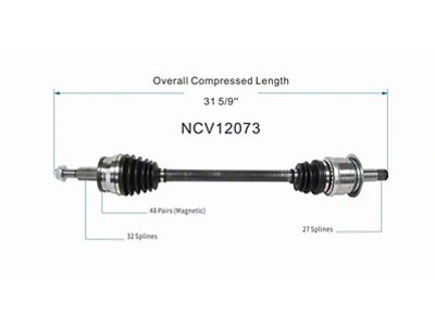 CV Axle Assembly; Rear Driver Side (09-10 Charger SE, SXT)