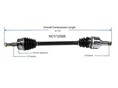 CV Axle Assembly; Rear Driver Side (06-10 V6 Charger)