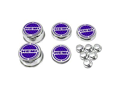 Deluxe Engine Caps with HEMI Logo; Purple Carbon Fiber (08-23 5.7L HEMI Charger)