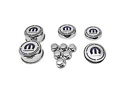 Deluxe Engine Caps with MOPAR Logo; Black Carbon Fiber (08-23 5.7L HEMI Charger)