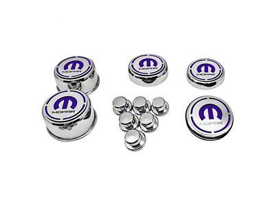 Deluxe Engine Caps with MOPAR Logo; Purple Carbon Fiber (15-23 6.2L HEMI Charger)