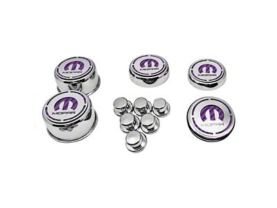 Deluxe Engine Caps with MOPAR Logo; Purple Carbon Fiber (12-23 6.4L HEMI Charger)