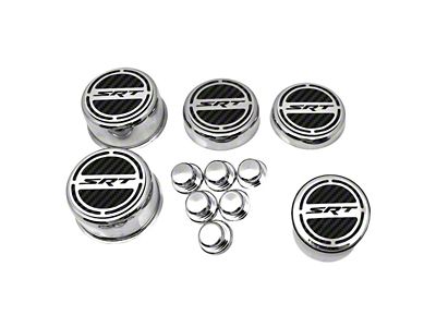 Deluxe Engine Caps with SRT Logo; Black Carbon Fiber (15-23 6.2L HEMI Charger)