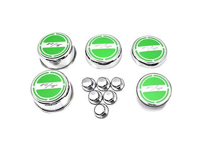 Deluxe Fluid Cap and Shock Tower Cap Covers with R/T Lettering; Solid Synergy Green (08-18 5.7L HEMI Charger)
