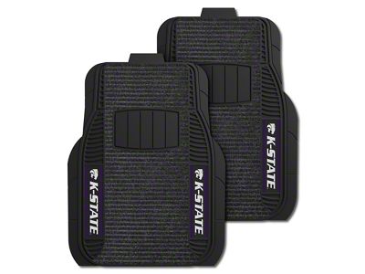 Deluxe Front Floor Mats with Kansas State University Logo; Black (Universal; Some Adaptation May Be Required)