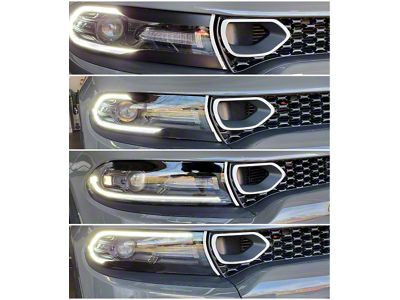 Design 4 Headlight Decals; Gloss Black (15-23 Charger)