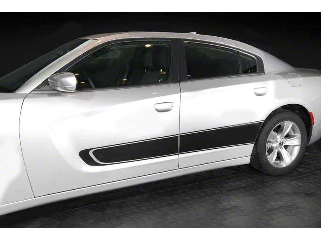 Door Accent Side Stripes; Gloss Black (11-14 Charger)